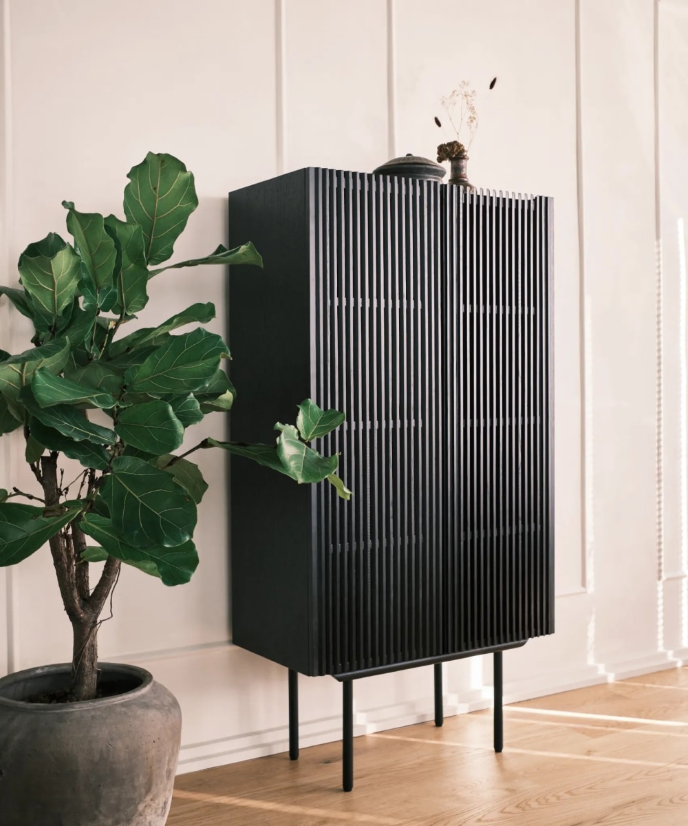 75x145x40cm Spanplatte Schwarz Njordec Möbel Schlafzimmermöbel Kommoden