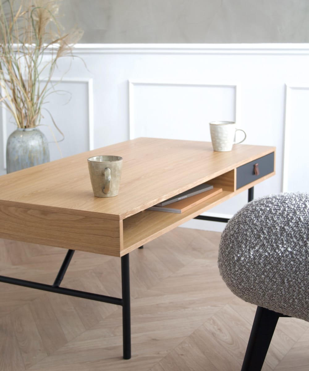 60x60x117cm Spanplatte Braun Njordec Möbel Wohnzimmermöbel Couchtische