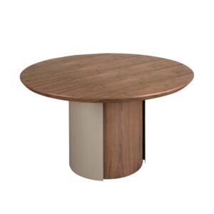 wohnli-moebel-suche-M25075077-1 Runder Esstisch Nussbaum und Stahl metallic sand 140x76x140cm Holz Braun Angel Cerda Möbel Esszimmermöbel Esstische