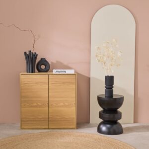 Schrank Aufbewahrungsmodul eichenfarbenes Holzdekor 2 Türen 70x70x35cm Spanplatte Braun sweeek Möbel Schlafzimmermöbel Kommoden