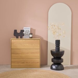 wohnli-moebel-suche-M25075098-1 Aufbewahrungsmodul eichenfarbenes Holzdekor 3 Schubladen 70x70x35cm Spanplatte Braun sweeek Möbel Schlafzimmermöbel Kommoden