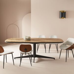 Tisch aus recyceltem Teakholz und braunem sowie schwarzem Metall 220x76x100cm Holz Braun Signature Möbel Esszimmermöbel Esstische