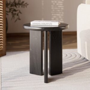 wohnli-moebel-suche-M25075347-1 Runde Beistelltisch aus schwarzem Holz D40 cm 40x45x40cm Holz Schwarz Rendez-Vous Déco Möbel Wohnzimmermöbel Couchtische