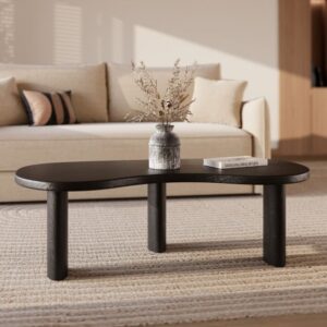 wohnli-moebel-suche-M25075360-1 Tisch aus schwarzem massivem Mindi-Holz organic 120x39x60cm Holz Schwarz Maison Pavane Möbel Wohnzimmermöbel Couchtische
