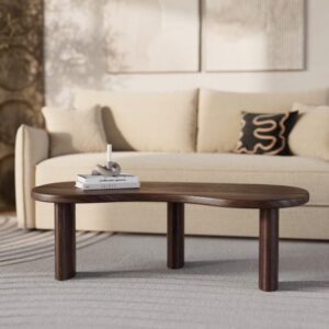 wohnli-moebel-suche-M25075361-1 Tisch aus massivem dunklem Mindi-Holz in organischer Form 120x39x60cm Holz Braun Maison Pavane Möbel Wohnzimmermöbel Couchtische