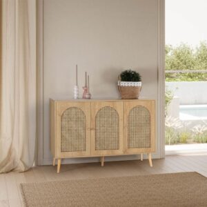 wohnli-moebel-suche-M25075625-1 Sideboard 3 türen Eichefarbe 120x79x40cm Spanplatte Braun HOMN Möbel Esszimmermöbel Sideboards, Highboards & niedrige Anrichten
