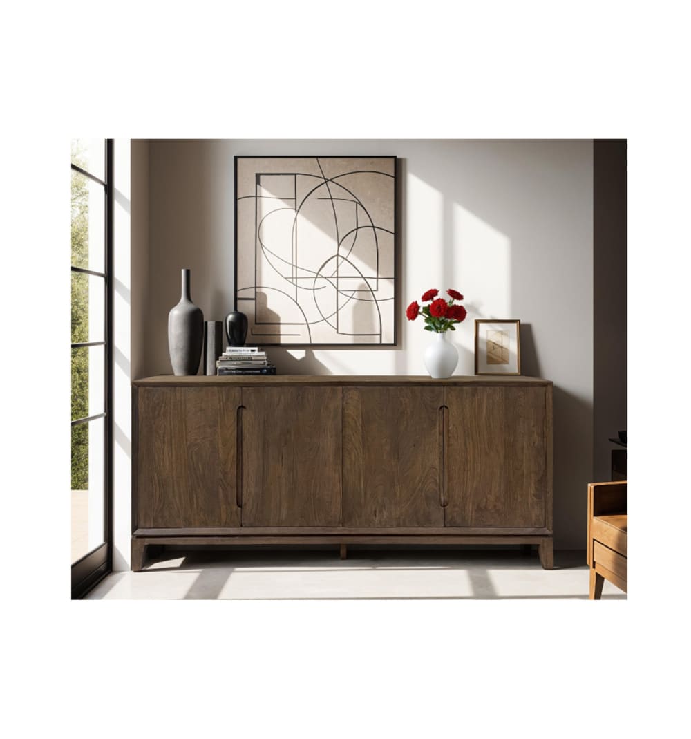 190 cm Sideboard aus gebürstetem Massivholz 190x85x40cm Holz Braun Moloo Möbel Esszimmermöbel Sideboards, Highboards & niedrige Anrichten