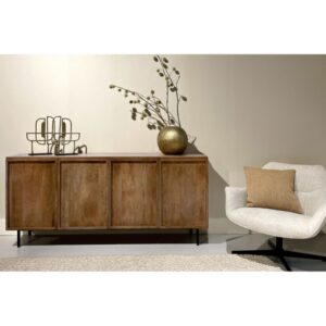 wohnli-moebel-suche-M25075971-1 4-türiges Sideboard aus Massivholz 180x50x40cm Holz Braun Moloo Möbel Esszimmermöbel Sideboards, Highboards & niedrige Anrichten
