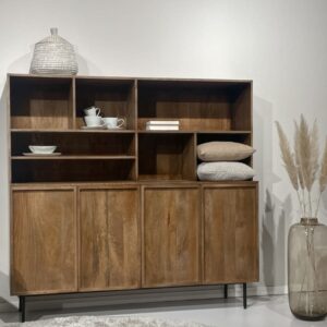 wohnli-moebel-suche-M25075973-1 Hohes Sideboard 4 Türen aus Massivholz 180x172x45cm Holz Braun Moloo Möbel Esszimmermöbel Sideboards, Highboards & niedrige Anrichten