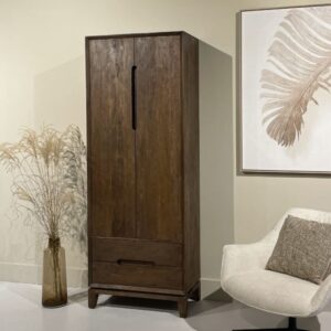 2-türiger Aufbewahrungsschrank aus gebürstetem holz 75x200x40cm Holz Braun Moloo Möbel Schlafzimmermöbel Schränke
