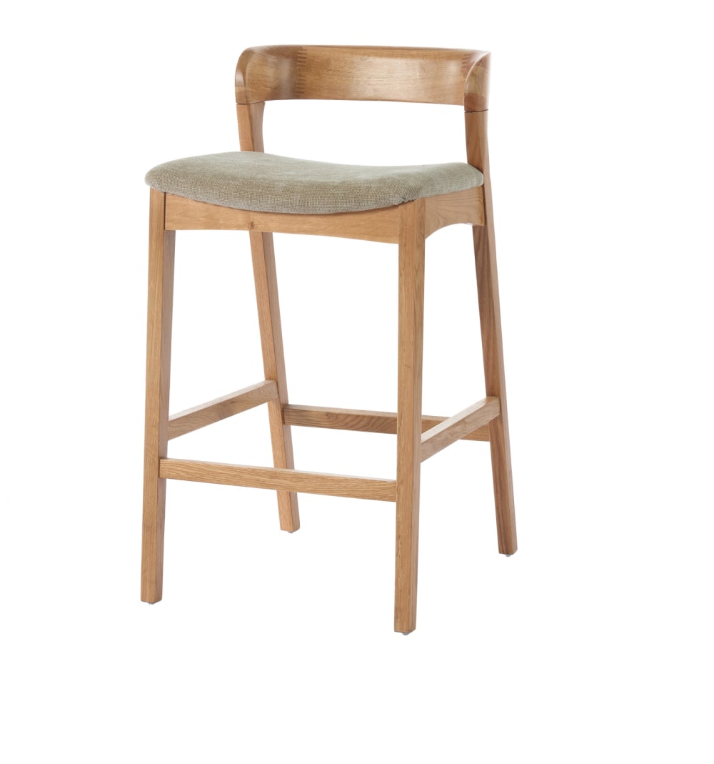 Wohnli Möbelsuche - Barhocker aus massiver Eiche und Stoff Bliss Sand