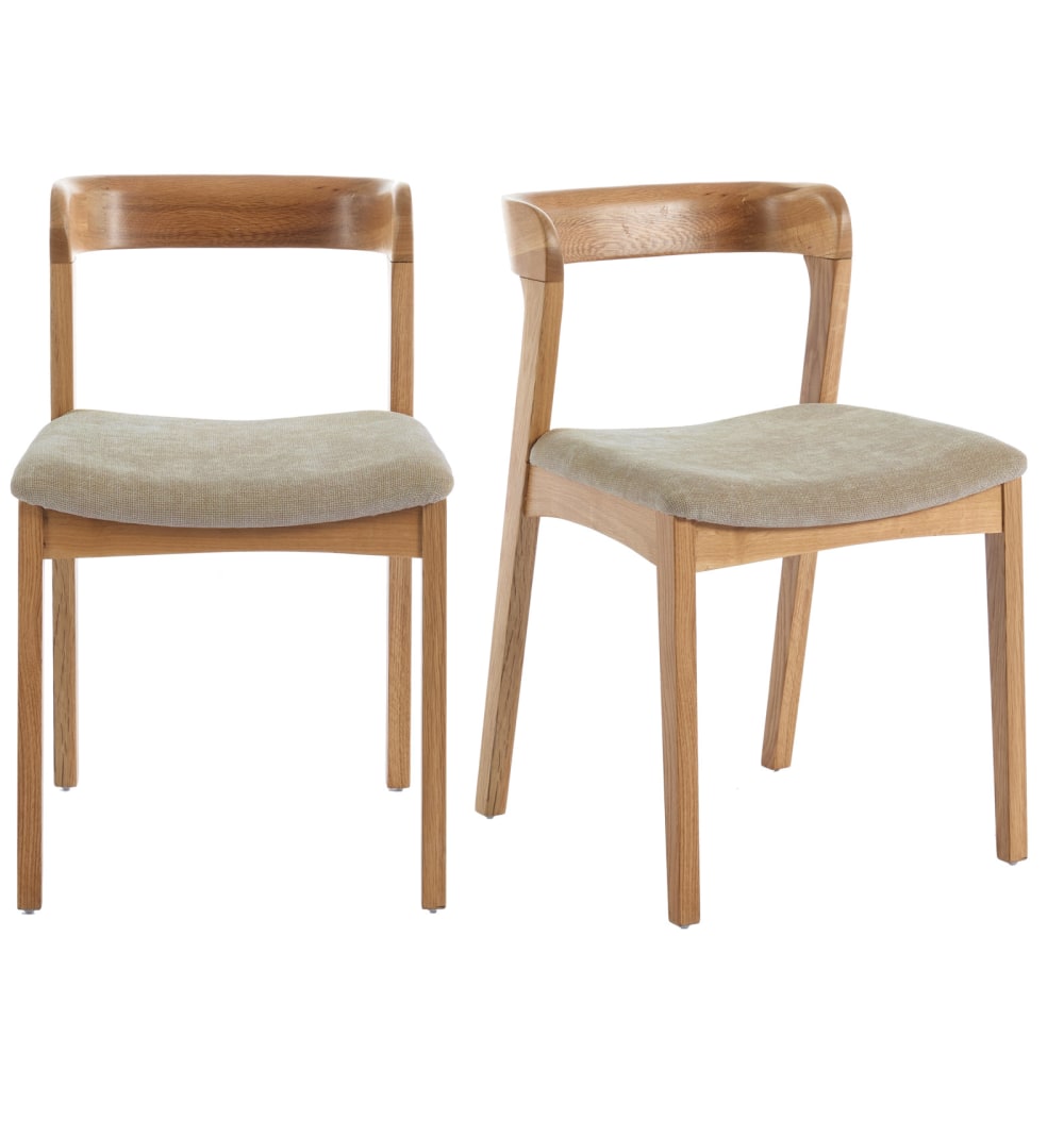 Wohnli Möbelsuche - Stuhl aus massiver Eiche und Stoff Bliss sand (x2)