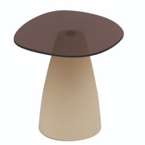 wohnli-moebel-suche-M25075993 Wohnli Möbelsuche - Couchtisch 50 cm aus elfenbeinfarbenem Metall und Rauchglas