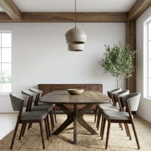 wohnli-moebel-suche-M25075996-1 Ovaler Esstisch für 8/10 Personen 220 cm Massivholz 220x76x100cm Holz Braun Moloo Möbel Esszimmermöbel Esstische