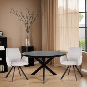wohnli-moebel-suche-M25075998-1 Runder Esstisch 4 Personen 120 cm aus schwarzem Holz 130x76x130cm Holz Braun Moloo Möbel Esszimmermöbel Esstische