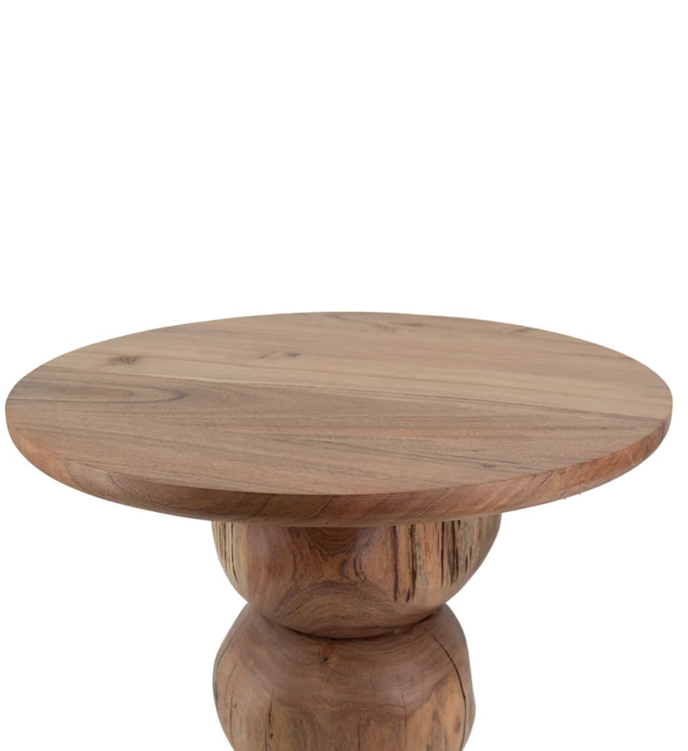 Beistelltisch aus beigem Holz Ø 50 cm 50x50x50cm Holz Beige MOYCOR Möbel Wohnzimmermöbel Beistelltische