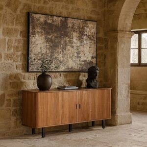 Sideboard mit Schiebetüren aus braunem Holz Breite 180 cm 180x85x45cm Holz Braun MOYCOR Möbel Esszimmermöbel Sideboards, Highboards & niedrige Anrichten