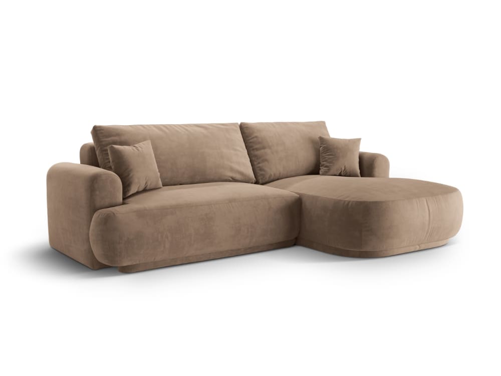 5-Sitzer rechtes Schlafsofa mit Stauraum aus Samt dunkelbeige 271x94x174cm Samt Beige CXL by Christian Lacroix Sofas und Sessel Sofas Ecksofas