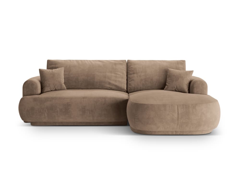 wohnli-moebel-suche-M25076719 Wohnli Möbelsuche - 5-Sitzer rechtes Schlafsofa mit Stauraum aus Samt dunkelbeige