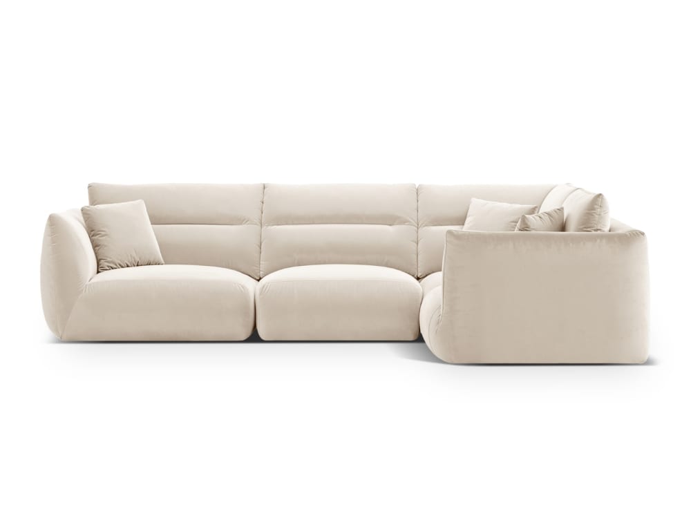 Wohnli Möbelsuche - 5-Sitzer Ecksofa rechts aus Samt elfenbein