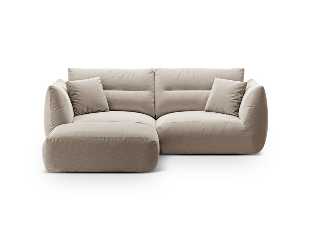 Wohnli Möbelsuche - 3-Sitzer modulares Ecksofa aus strukturiertem Stoff leichtes beige