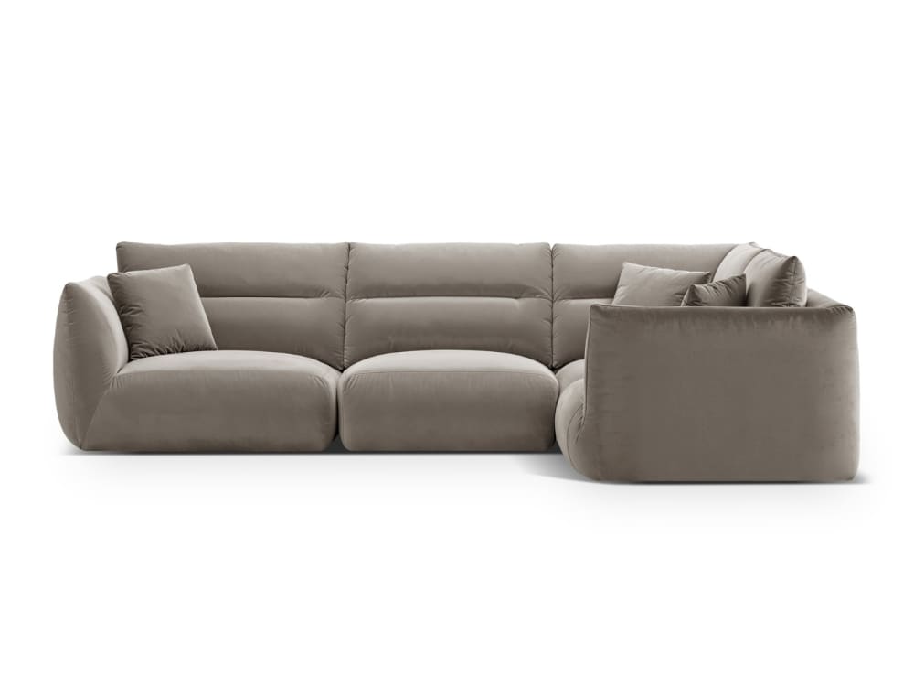 Wohnli Möbelsuche - 5-Sitzer Ecksofa rechts aus Samt beton