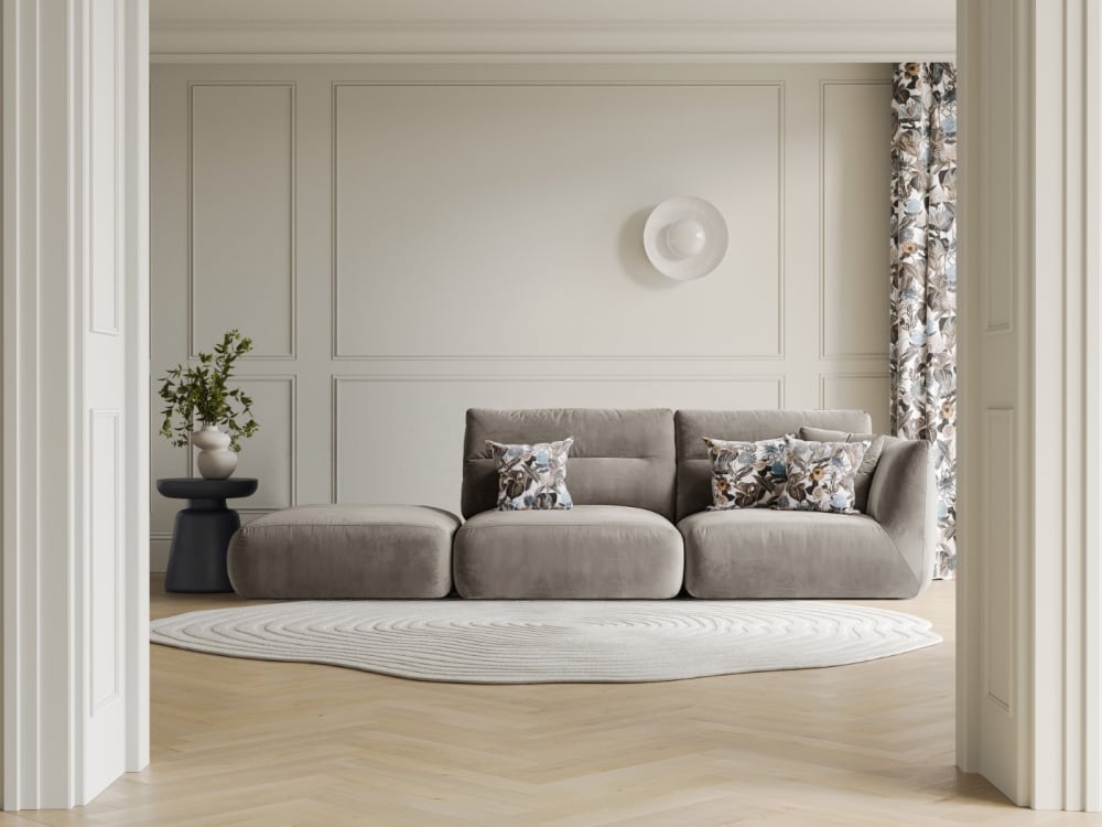 4-Sitzer modulares Sofa links aus Samt beton 317x90x107cm Samt Grau CXL by Christian Lacroix Sofas und Sessel Sofas 2-Sitzer-Sofas & 3-Sitzer-Sofas