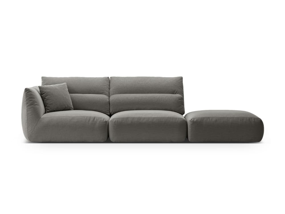 Wohnli Möbelsuche - 4-Sitzer modulares Sofa rechts aus strukturiertem Stoff dunkelgrau