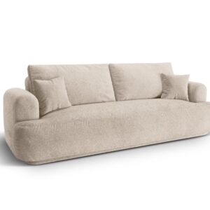 wohnli-moebel-suche-M25076940-1 3-Sitzer Schlafsofa mit Bettkasten aus strukturiertem Stoff sandfarben 253x94x108cm Stoff Braun CXL by Christian Lacroix Sofas und Sessel Sofas Schlafsofas