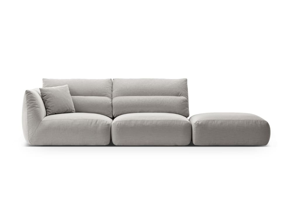 Wohnli Möbelsuche - 4-Sitzer modulares Sofa rechts aus strukturiertem Stoff hellgrau