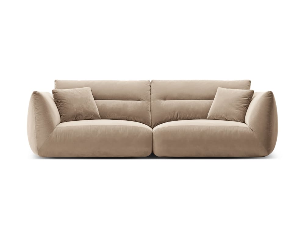 Wohnli Möbelsuche - 4-Sitzer modulares Sofa aus Samt mandelbeige