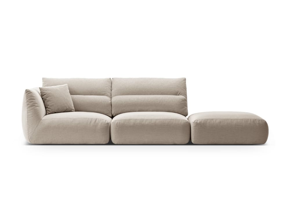 Wohnli Möbelsuche - 4-Sitzer modulares Sofa rechts aus strukturiertem Stoff leichtes beige