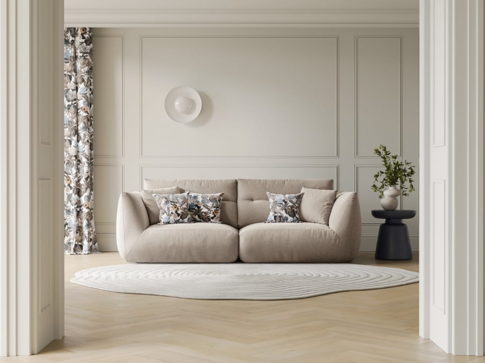 3-Sitzer modulares Sofa aus Chenille-Stoff leichtes beige 224x90x107cm Stoff Beige CXL by Christian Lacroix Sofas und Sessel Sofas 2-Sitzer-Sofas & 3-Sitzer-Sofas