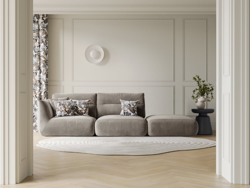 4-Sitzer modulares Sofa rechts aus Samt beton 317x90x107cm Samt Grau CXL by Christian Lacroix Sofas und Sessel Sofas 2-Sitzer-Sofas & 3-Sitzer-Sofas