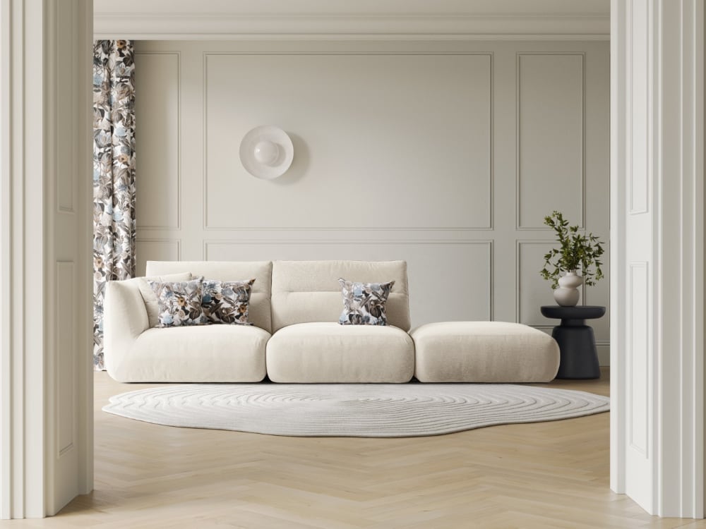 4-Sitzer modulares Sofa rechts aus strukturiertem Stoff elfenbein 317x90x107cm Stoff Beige CXL by Christian Lacroix Sofas und Sessel Sofas 2-Sitzer-Sofas & 3-Sitzer-Sofas
