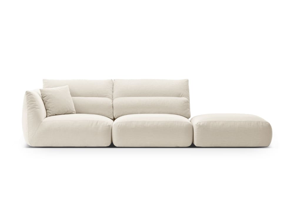 Wohnli Möbelsuche - 4-Sitzer modulares Sofa rechts aus strukturiertem Stoff elfenbein