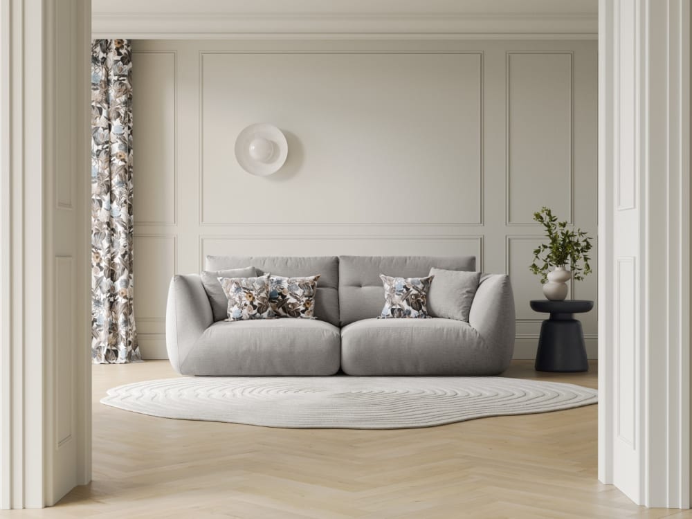 3-Sitzer modulares Sofa aus Chenille-Stoff hellgrau 224x90x107cm Stoff Grau CXL by Christian Lacroix Sofas und Sessel Sofas 2-Sitzer-Sofas & 3-Sitzer-Sofas