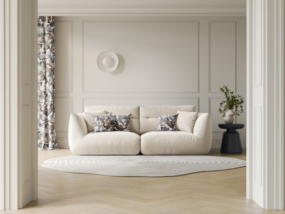 3-Sitzer modulares Sofa aus Chenille-Stoff elfenbein 224x90x107cm Stoff Beige CXL by Christian Lacroix Sofas und Sessel Sofas 2-Sitzer-Sofas & 3-Sitzer-Sofas