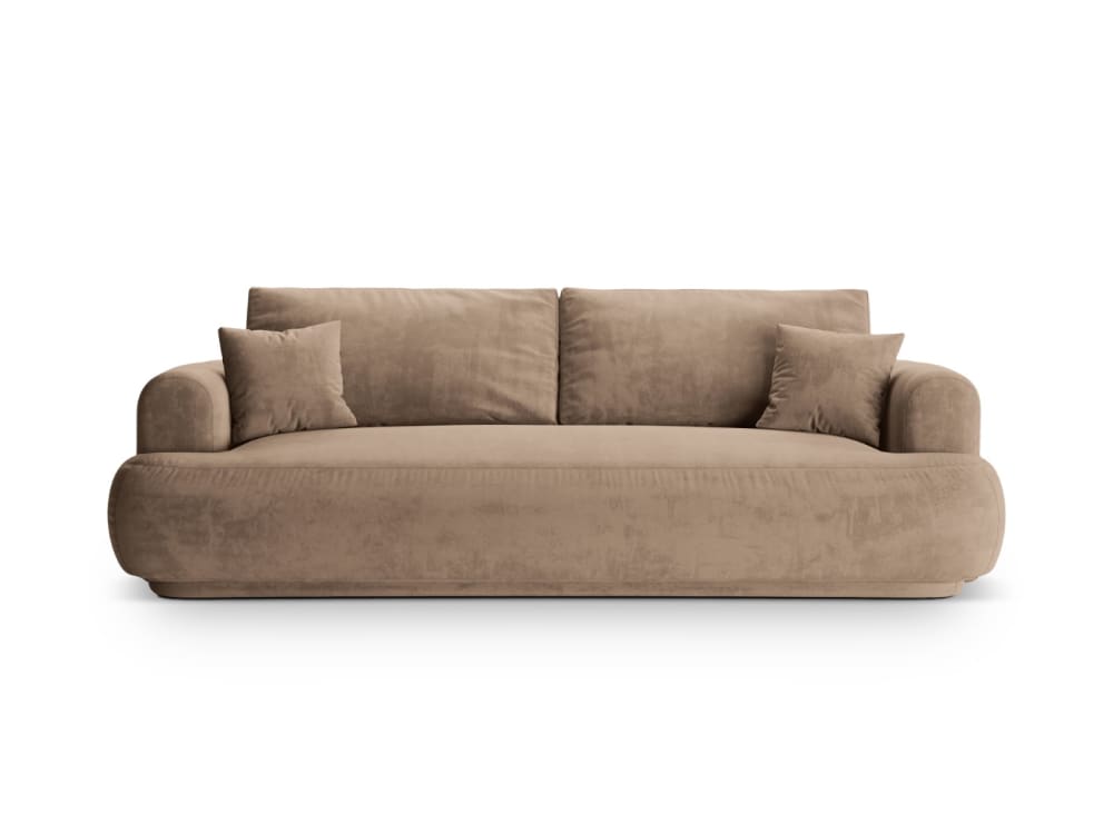 wohnli-moebel-suche-M25076981 Wohnli Möbelsuche - 3-Sitzer ausklappbares Sofa mit Bettkasten aus Samt dunkelbeige