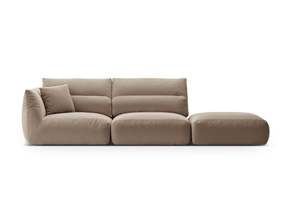 Wohnli Möbelsuche - 4-Sitzer modulares Sofa rechts aus strukturiertem Stoff sandfarben