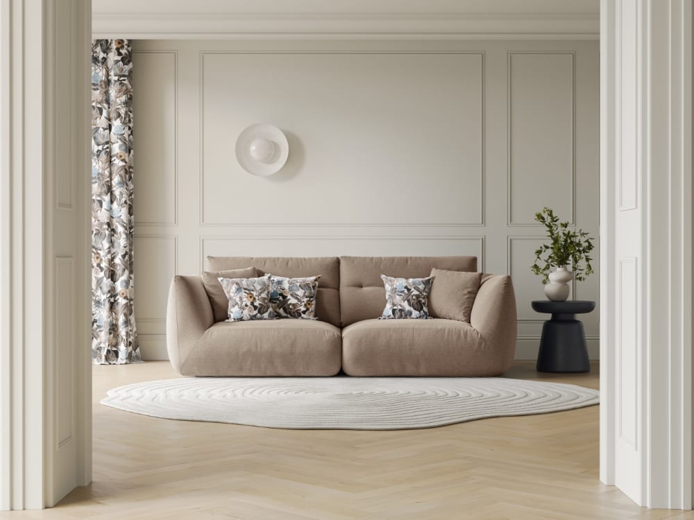 3-Sitzer modulares Sofa aus Chenille-Stoff sandfarben 224x90x107cm Stoff Braun CXL by Christian Lacroix Sofas und Sessel Sofas 2-Sitzer-Sofas & 3-Sitzer-Sofas