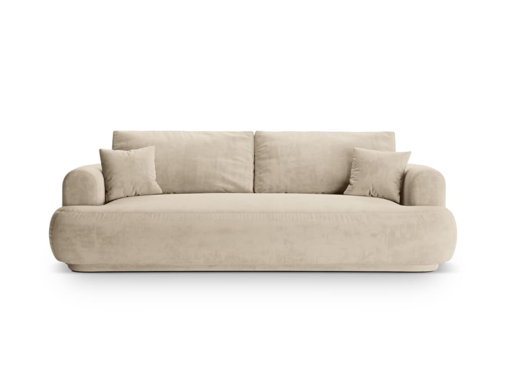 wohnli-moebel-suche-M25076991 Wohnli Möbelsuche - 3-Sitzer ausklappbares Sofa mit Bettkasten aus Samt leichtes beige