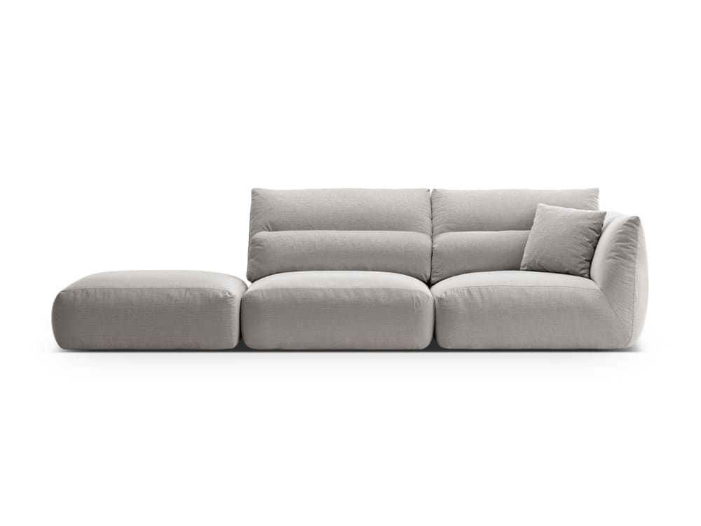 wohnli-moebel-suche-M25076992 Wohnli Möbelsuche - 4-Sitzer modulares Sofa links aus strukturiertem Stoff hellgrau