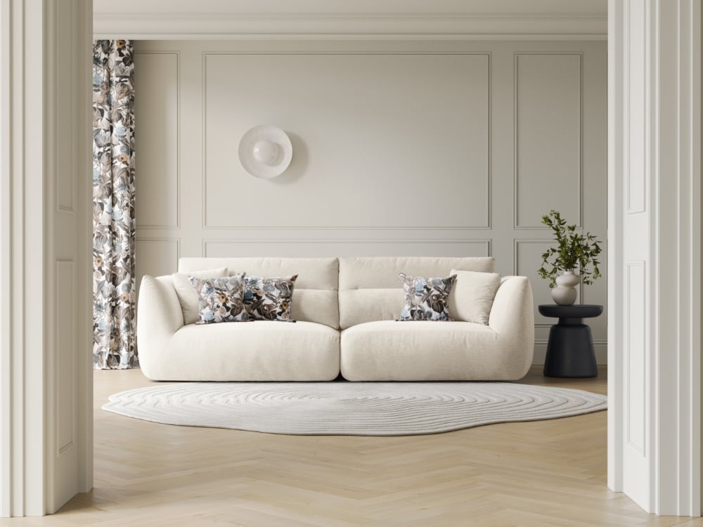 4-Sitzer modulares Sofa aus Chenille-Stoff elfenbein 264x90x107cm Stoff Beige CXL by Christian Lacroix Sofas und Sessel Sofas 2-Sitzer-Sofas & 3-Sitzer-Sofas