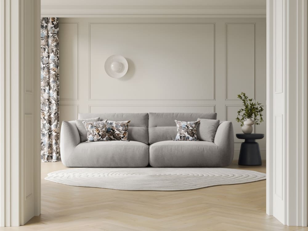 4-Sitzer modulares Sofa aus Chenille-Stoff hellgrau 264x90x107cm Stoff Grau CXL by Christian Lacroix Sofas und Sessel Sofas 2-Sitzer-Sofas & 3-Sitzer-Sofas