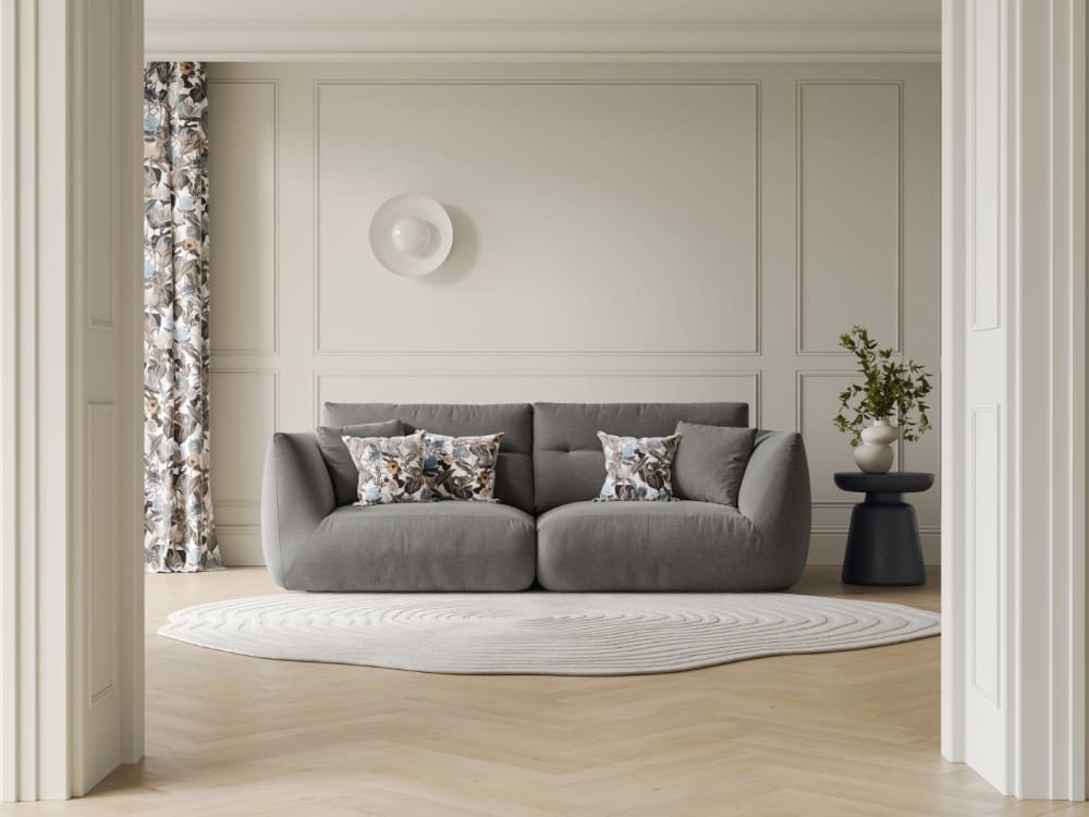 3-Sitzer modulares Sofa aus Chenille-Stoff dunkelgrau 224x90x107cm Stoff Grau CXL by Christian Lacroix Sofas und Sessel Sofas 2-Sitzer-Sofas & 3-Sitzer-Sofas