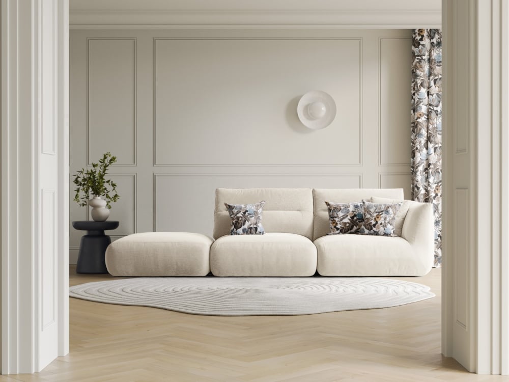 4-Sitzer modulares Sofa links aus strukturiertem Stoff elfenbein 317x90x107cm Stoff Beige CXL by Christian Lacroix Sofas und Sessel Sofas 2-Sitzer-Sofas & 3-Sitzer-Sofas