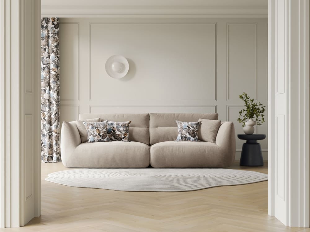 4-Sitzer modulares Sofa aus Chenille-Stoff leichtes beige 264x90x107cm Stoff Beige CXL by Christian Lacroix Sofas und Sessel Sofas 2-Sitzer-Sofas & 3-Sitzer-Sofas