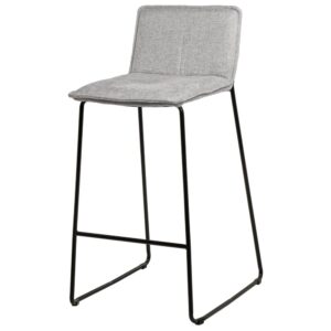wohnli-moebel-suche-M25077644 Wohnli Möbelsuche - Hoher Hocker hellgrauer Kunstledersitz metallische Beine