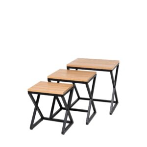 wohnli-moebel-suche-M25077645-1 Couchtisch-Set Eichenholz und schwarze Beine 35x50x48cm Holz Braun Koketto Home Möbel Wohnzimmermöbel Couchtische